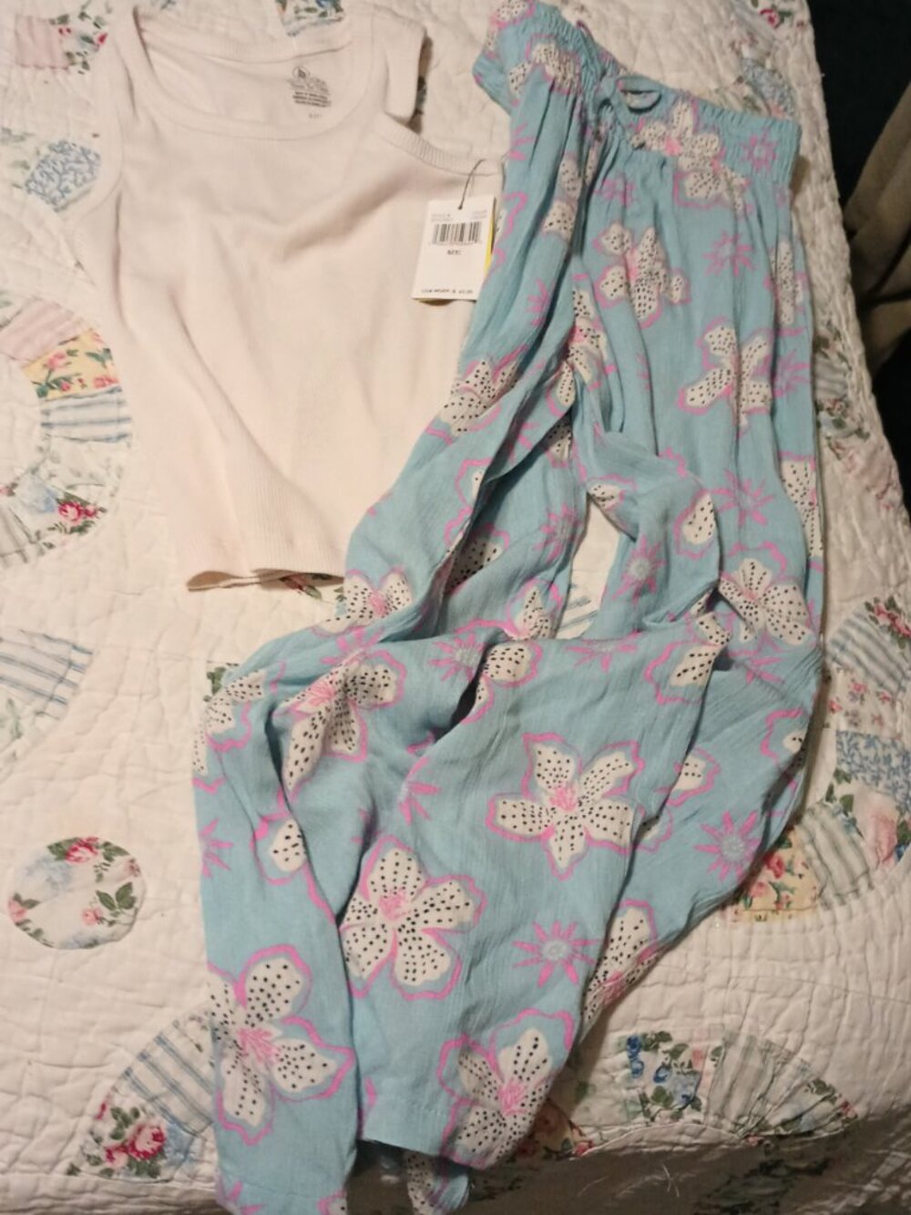NEW Girls Volcom 2 Piece Loungewear Set Blue Floral Small (7)